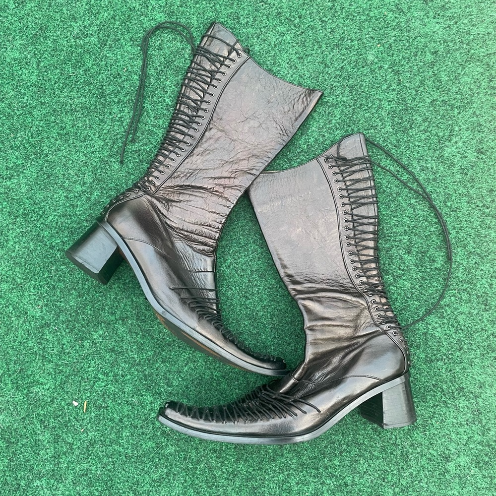 Miz mooz patent leather lace up boots